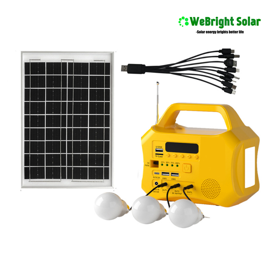 10W Solar Home Light Lighting System with Lithium Battery and LED Bulbs