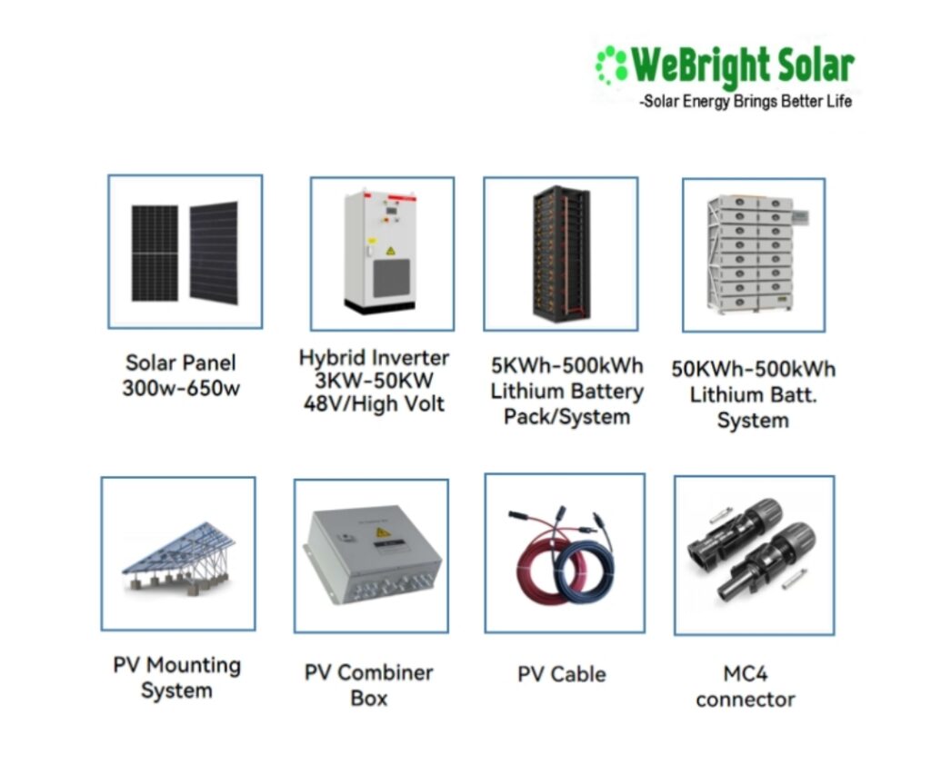 30KW 50KW 100KW Transformer Hybrid Inverter Solar Energy System for Residential Use